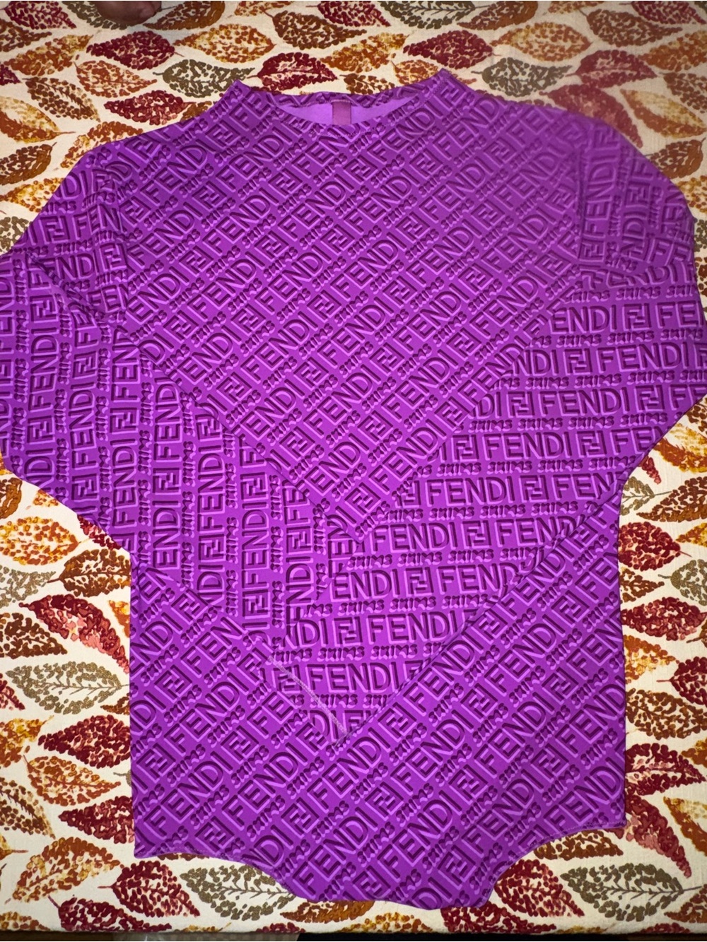 Skims x Fendi Women's Purple Logo-Embossed Bodysuit